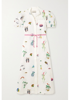 ALÉMAIS - + Net Sustain + Meagan Boyd Atticus Belted Embroidered Linen Shirt Dress - Cream - UK 6,UK 8,UK 10,UK 12,UK 14
