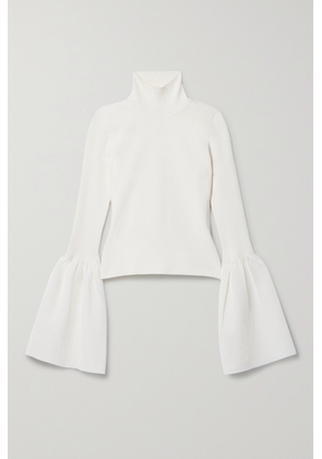 Altuzarra - Dana Jersey-trimmed Ribbed Stretch-knit Turtleneck Sweater - White - x small,small,medium,large,x large