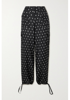 Leslie Amon - Polka-dot Modal And Silk-blend Pants - Black - x small,small,medium,large,x large