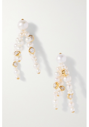 Completedworks - + Net Sustain The Bay Of Thoughts Recycled Gold Vermeil, Pearl And Cubic Zirconia Earrings - One size