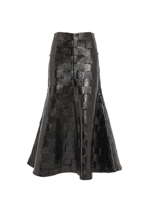 A.W.A.K.E. Mode Faux Leather Woven Midi Skirt