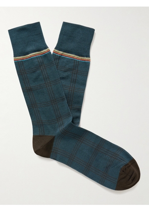 Paul Smith - Damon Checked Organic Cotton-Blend Socks - Men - Blue