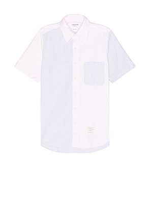 Thom Browne Straight Fit Button Down Ss Shirt in Pink - Blush,Baby Blue. Size 2/M (also in ).