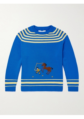 BODE - Pony Embroidered Wool Sweater - Men - Blue - S/M