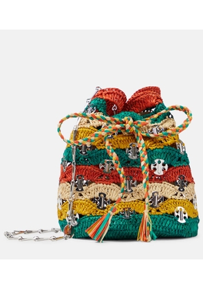 Rabanne Embellished raffia bucket bag