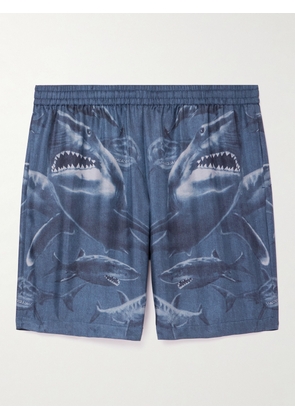 Burberry - Straight-Leg Printed Silk-Twill Shorts - Men - Blue - XXS