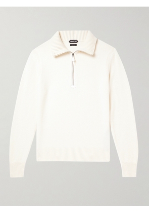 TOM FORD - Wool-Blend Half-Zip Sweater - Men - White - IT 46