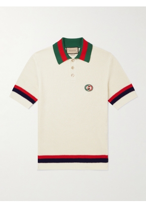 Gucci - Logo-Appliquéd Striped Cotton Polo Shirt - Men - White - S