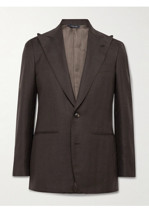 Saman Amel - Slim-Fit Herringbone Wool, Silk and Linen-Blend Twill Suit Jacket - Men - Brown - IT 48