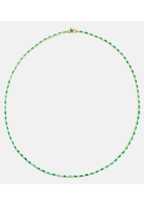Suzanne Kalan Linear 18kt gold tennis necklace with emeralds
