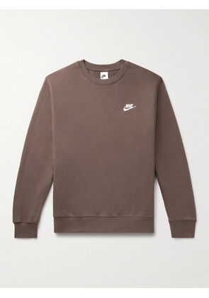 Nike - NSW Club Logo-Embroidered Cotton-Blend Jersey Sweatshirt - Men - Brown - XS