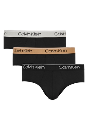 Calvin Klein Logo Stretch-jersey Briefs - set of Three - Black - L