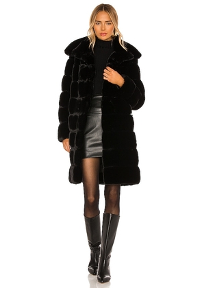 Adrienne Landau Faux Fur Long Coat in Black. Size M, S.