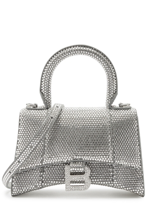 Balenciaga Hourglass XS Crystal-embellished top Handle bag - Silver
