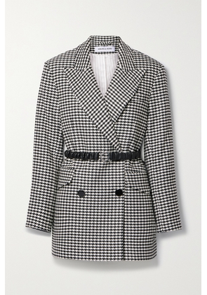 Veronica Beard - Hutchinson Belted Houndstooth Woven Blazer - Black - x small,small,medium,large,x large