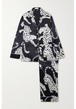 Olivia von Halle - Lila Printed Silk-satin Pajama Set - Black - x small,small,medium,large,x large