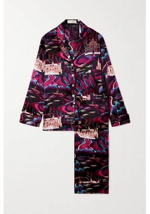 Olivia von Halle - Lila Printed Silk-satin Pajama Set - Pink - x small,small,medium,large,x large