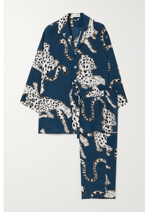 Olivia von Halle - Casablanca Printed Silk Crepe De Chine Pajamas - Blue - x small,small,medium,large,x large