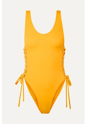 OYE SWIMWEAR - Zissou Lace-up Swimsuit - Yellow - medium