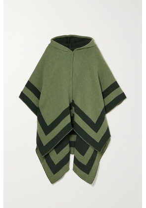 rag & bone - Reversible Hooded Striped Wool Poncho - Green - One size