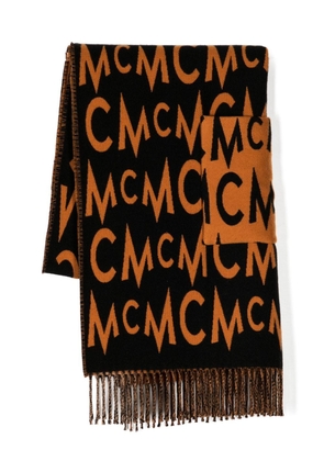MCM logo-print wool scarf - Brown