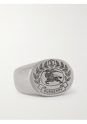 Burberry - Logo-Engraved Palladium-Plated Signet Ring - Men - Silver - M