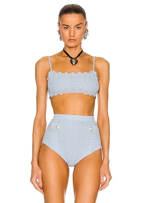 Alessandra Rich Lace Knit Bralet in Light Blue - Baby Blue. Size 36 (also in ).