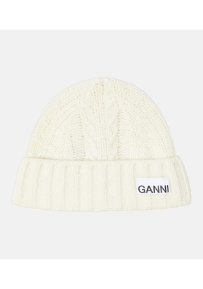 Ganni Cable knit wool-blend beanie