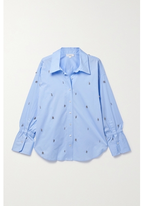 A.L.C. - Monica Crystal-embellished Cotton-twill Shirt - Blue - US0,US2,US4,US6,US8,US10,US12,US14