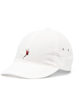 Undercover floral-embroidered curved-peak cap - White