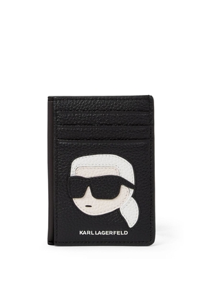 Karl Lagerfeld K/Ikonik 2.0 leather card holder - Black