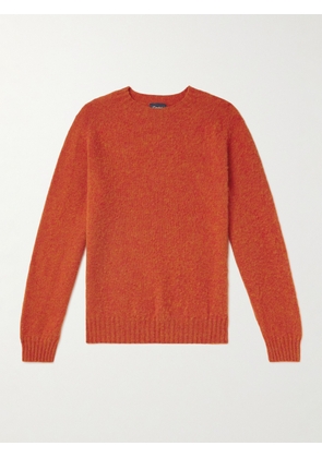 Drake's - Brushed Shetland Wool Sweater - Men - Orange - S