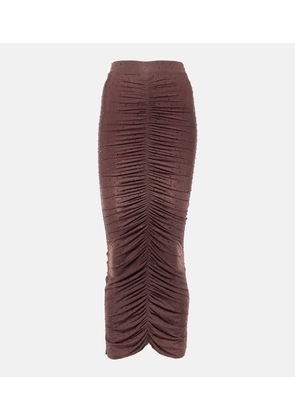 Alex Perry Crystal-embellished ruched jersey midi skirt