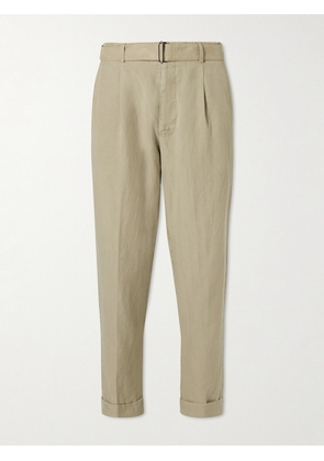 Officine Générale - Hugo Tapered Belted Lyocell, Linen and Cotton-Blend Suit Trousers - Men - Neutrals - IT 44