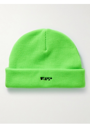 WTAPS - Logo-Embroidered Ribbed-Knit Beanie - Men - Green