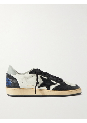 Golden Goose - Ball Star Distressed Leather and Shell Sneakers - Men - Black - EU 40