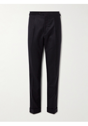 Saman Amel - Slim-Fit Tapered Pleated Wool and Cashmere-Blend Felt Suit Trousers - Men - Blue - IT 46