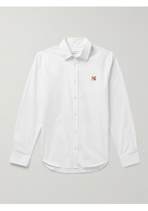 Maison Kitsuné - Logo-Appliquéd Cotton-Poplin Shirt - Men - White - EU 38