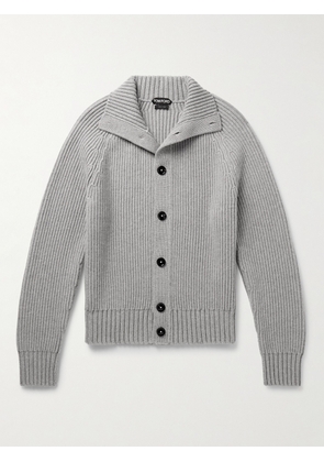 TOM FORD - Ribbed Wool and Cashmere-Blend Cardigan - Men - Gray - IT 44