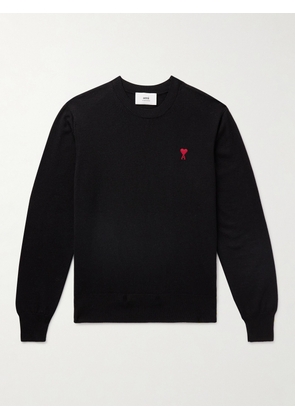 AMI PARIS - ADC Logo-Embroidered Merino Wool Sweater - Men - Black - XS