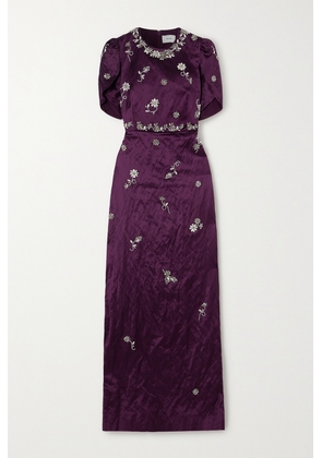 Erdem - Crystal-embellished Crinkled-satin Gown - Purple - UK 8,UK 10,UK 12,UK 14,UK 16,UK 18,UK 20