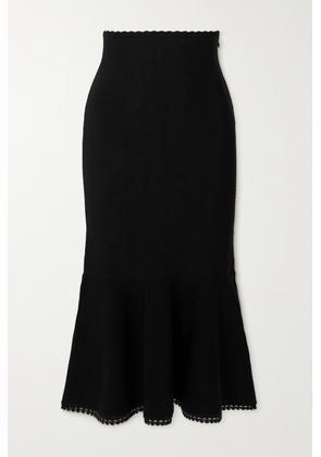 Victoria Beckham - Tiered Scalloped Pointelle-knit Skirt - Black - UK 4,UK 6,UK 8,UK 10,UK 12,UK 14,UK 16