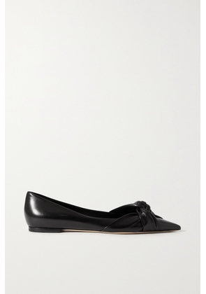 Jimmy Choo - Hedera Knotted Leather Point-toe Flats - Black - IT35,IT35.5,IT36,IT36.5,IT37,IT37.5,IT38,IT38.5,IT39,IT39.5,IT40,IT40.5,IT41,IT42