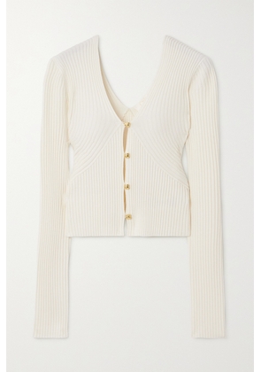 Chloé - Ribbed Wool-blend Cardigan - White - x small,small,medium,large,x large