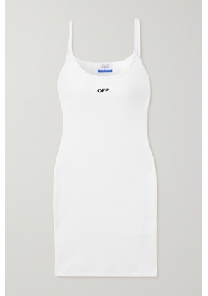 Off-White - Embroidered Ribbed Cotton-blend Jersey Mini Dress - IT38,IT40,IT42,IT44,IT46