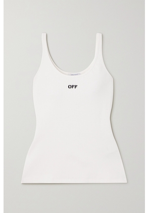 Off-White - Embroidered Ribbed Stretch-cotton Jersey Tank - IT38,IT40,IT42,IT44