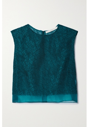 Jason Wu Collection - Cropped Layered Corded Lace And Silk-organza Top - Green - US0,US2,US4,US6,US8,US10,US12,US14