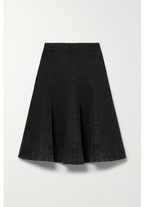 KHAITE - Lennox Pleated Denim Midi Skirt - Black - US0,US2,US4,US6,US8,US10,US12
