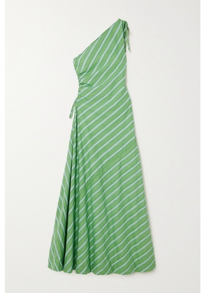 Faithfull - + Net Sustain Laureles One-shoulder Striped Organic Cotton-poplin Maxi Dress - Green - x small,small,medium,large,x large,xx large