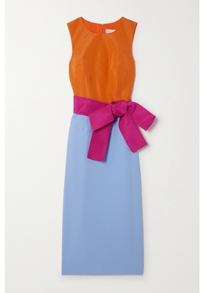Carolina Herrera - Bow-detailed Color-block Silk-faille Midi Dress - Blue - US0,US2,US4,US6,US8